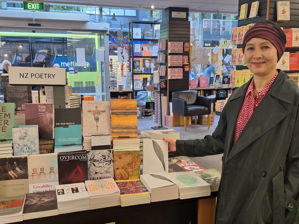 Grace Yee at Unity Books, a New Zealand bookshop, during her festival appearance at Verb Wellington in 2024.